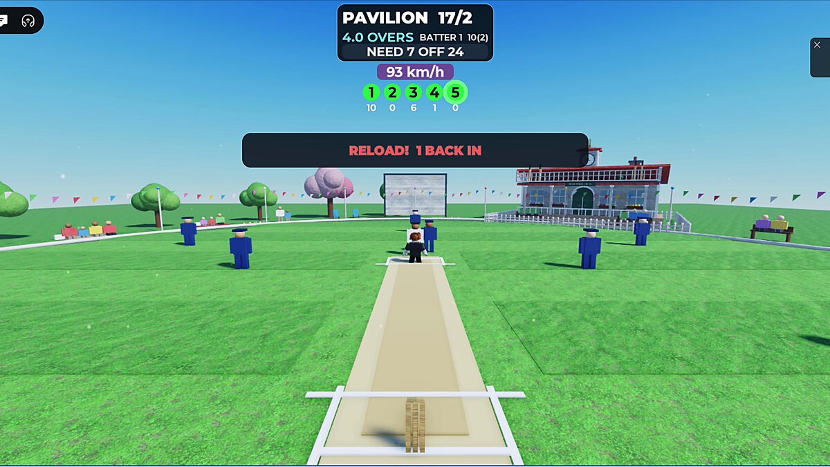The moment a fallen batter returns to the crease after a six.